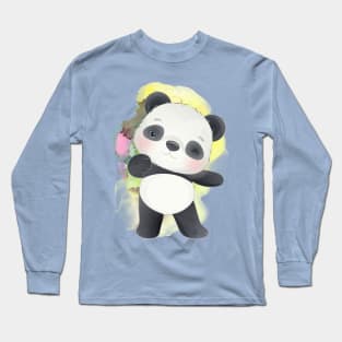 Hello I am Cute Panda - Adorable Panda - Kawaii Panda Long Sleeve T-Shirt
